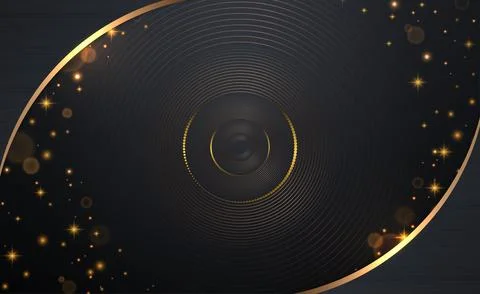 Bstract circle lines pattern and golden glitters with curve frame Stock Illustration