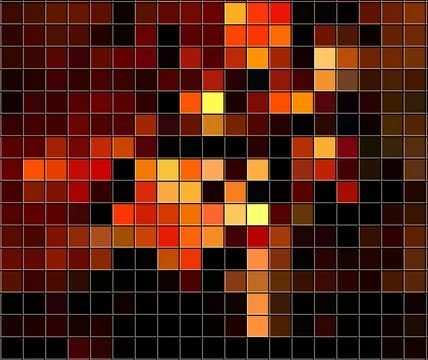 Bstract dynamical image of squares, red, orange, yellow and brown Stock Illustration