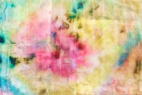 Bstract floral pattern on stitched silk batik textile background from abst... Stockfoto's