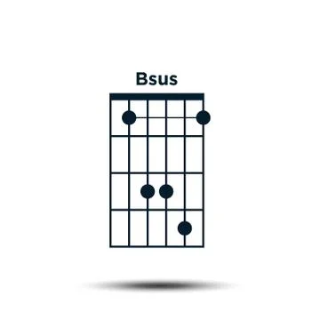 Bsus, Basic Guitar Chord Chart Icon Vector Template Stock Illustration