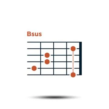 Bsus, Basic Guitar Chord Chart Icon Vector Template Stock Illustration