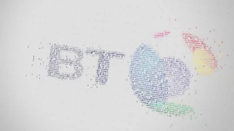 BT Group logo being made with many numbers. Digital business conceptual Stockillustratie