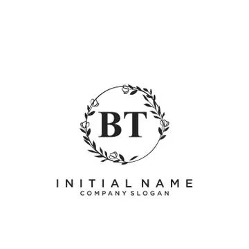 BT Initial handwriting logo design Illustrazione stock
