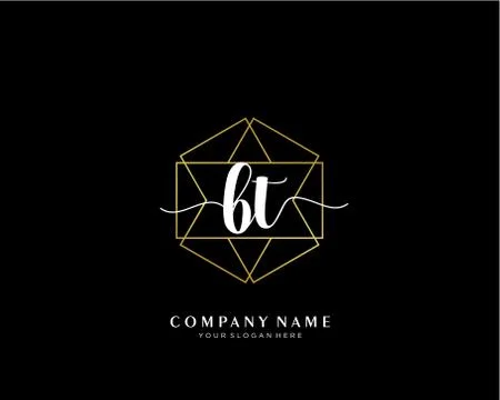BT Initial handwriting logo geometric template vector Stock Illustration
