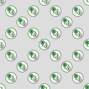 BTC and Dollar vector Trading colored round seamless pattern Stockillustratie