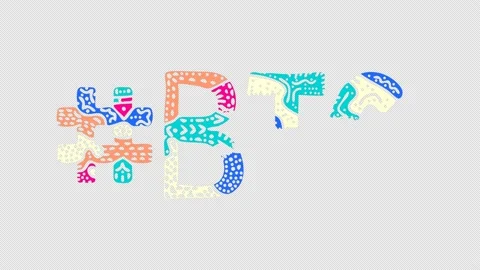 #BTC. Animated doodle text. Transparent Alpha channel, 4K video. Colored fun Stock Footage 160390575