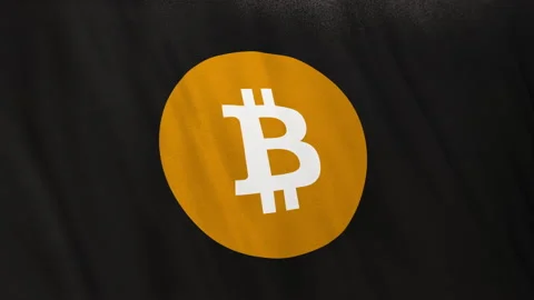 BTC Bitcoin icon logo on full-frame black flag loop banner background 스톡 동영상 159113904