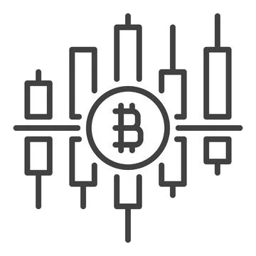 BTC candlestick pattern vector Bitcoin trading icon or sign in thin line styl Illustrazione stock