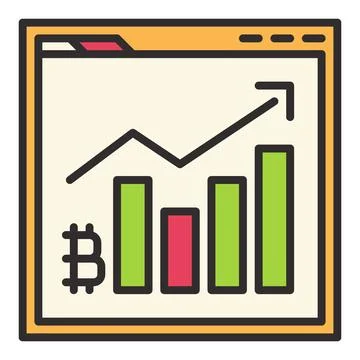 BTC Chart in Browser vector Investing in Bitcoin colored icon or symbol Illustrazione stock