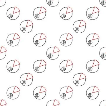 BTC pie chart vector Bitcoin Investment outline seamless pattern 스톡 일러스트