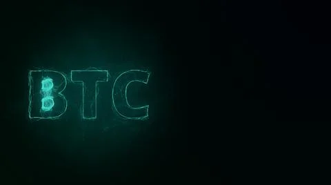 BTC title with plexus effect. Connected lines with dots. Lines title plexus Stockillustratie