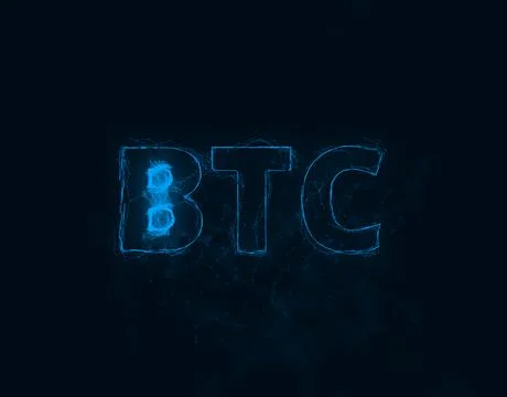 BTC title with plexus effect. Connected lines with dots. Lines title plexus イラスト素材