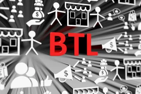 BTL concept blurred background 3d render illustration Stock Illustration