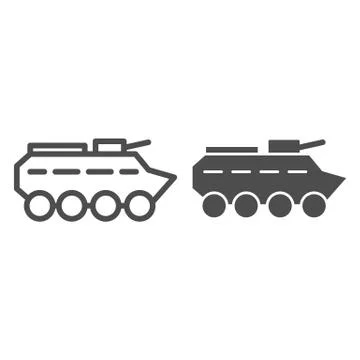Btr line and glyph icon. Amphibious vehicle vector illustration isolated on Stock Illustration