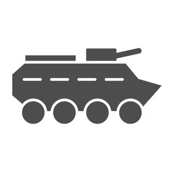 Btr solid icon. Amphibious vehicle vector illustration isolated on white Stock Illustration