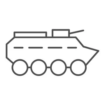 Btr thin line icon. Amphibious vehicle vector illustration isolated on white Stock Illustration
