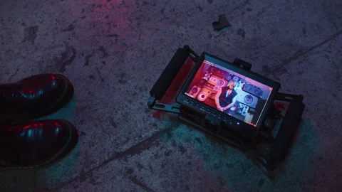 BTS Of Artist On Digital Screen Stock Footage 270331731