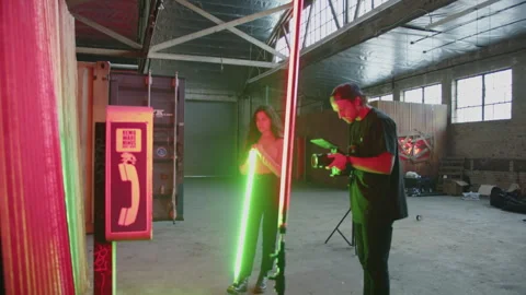 BTS Of Crew Holds Lighting While Camera Guy Shoots Payphone Stock Footage 270332617