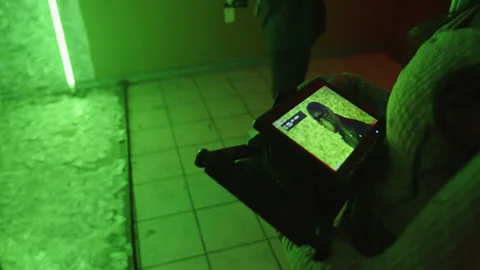 BTS Of Focused Camera Guy Getting Shot In Green Room Stock Footage 270330603