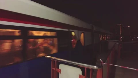 BTS night arrival Mo Chit Stock Footage 143554024