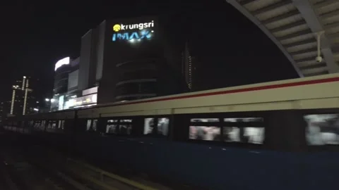 BTS night arrival Ratchayothin Station Stock Footage 144499309