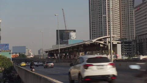 BTS Sky Train is Approaching at Saphan Taksin Station in Bangkok Stock Footage 149646992