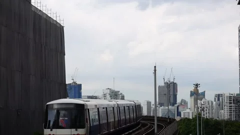 BTS sky train running at Saladaeng station. in Bangkok, Thailand Stock Footage 164516753