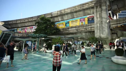 BTS Sky Train view from outside, in Bangkok, Thailand. Stock Footage 277872448