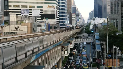BTS skytrain in Bangkok Stock-Footage 133166295