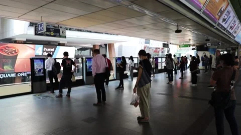 BTS Skytrain Bangkok passengers are waiting for the train. Stock Footage 130181084