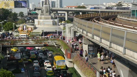 BTS Skytrain in Bangkok Time Lapse Vídeos de archivo 247221984