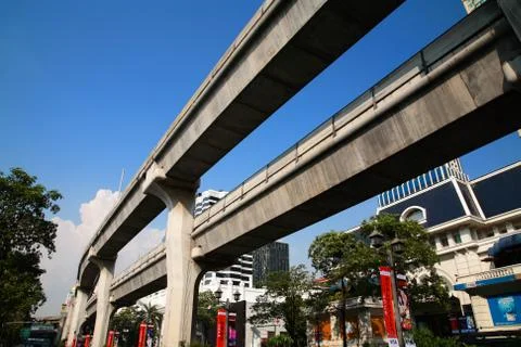 Bts skytrain elevated rails at ratchaprasong Stock Photos