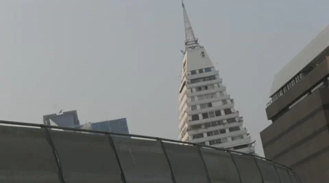 BTS Skytrain in Sathorn District (Slow Motion) Stock Footage 48619029
