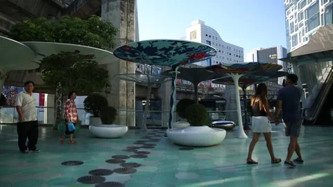 BTS SkyTrain view from outside in Bangkok, Thailand. Stock Footage 277872454