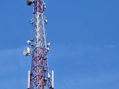 BTS Tower or Base Transceiver Station serves to connect mobile devices Stock Photos