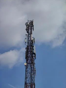 BTS Tower or Base Transceiver Station serves to connect mobile devices Stock Photos
