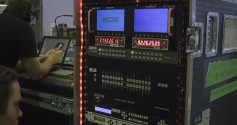 BTS Video Techs Dialling-in-settings-Rack2 422 25FPS Stock Footage 128465594