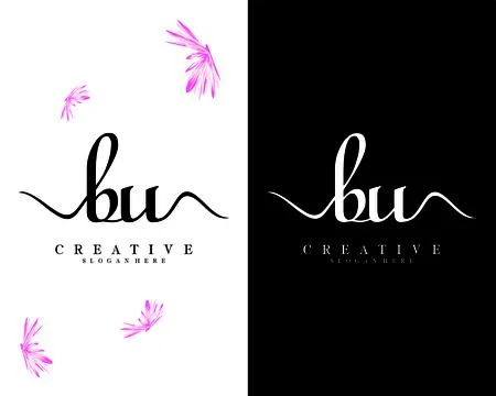Bu, ub handwriting script letter logo design vector Stock Illustration