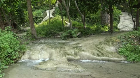 Bua-tong waterfall (Limestone waterfall). Stock Footage 67507516
