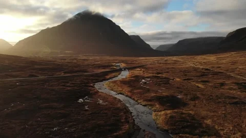 Buachaille Etive Mor and a82 Sunset, Scotland Stock Footage