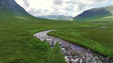 Buachaille Etive Mor from a drone, River Coupall, Glen Etive, River Etive, UK Stock-Footage 245805153
