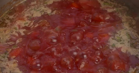 Bubbilng vegan beet borscht. Stock Footage 303889195