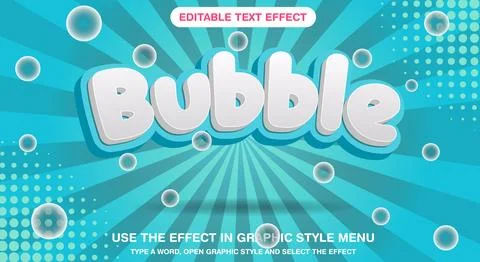 Bubble 3d editable text effect Illustrazione stock