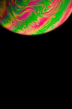 Bubble abstract. Globe planet earth in galaxy universe space with sun on blac Stock Photos