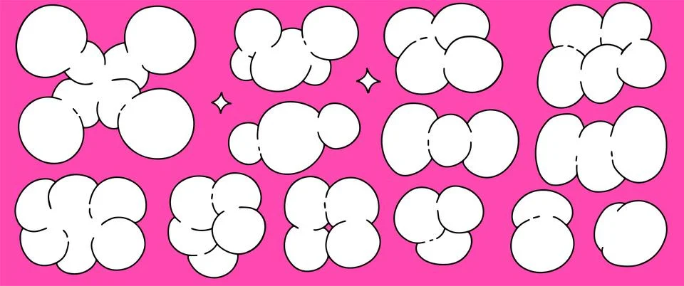 Bubble abstract shapes set. Funky balloon organic elements in trendy retro y2k Stockillustratie
