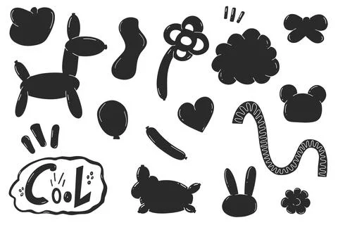 Bubble abstract shapes sticker pack. Funky balloon organic elements icon Stock Illustration