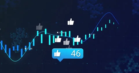 Bubble appearing on chart dip, causing icons popping and count updating showing Stock Footage 313772723