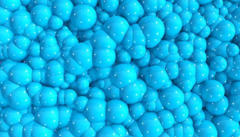 Bubble background blue close-up 3d rendering Stock Illustration