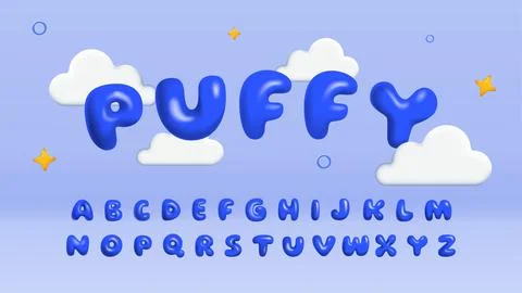 Bubble blue font. Typography template for posters and banners, greeting 스톡 일러스트