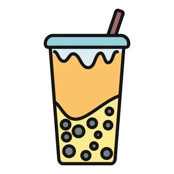 Bubble boba tea refreshing drink icon illustration Stock Illustration